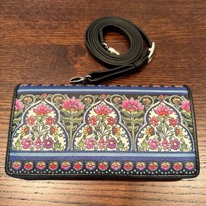 Brighton Journey To India Large Wallet Gorgeous Floral and Black Leather
